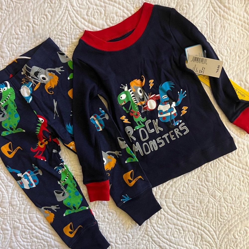 NWT The Children’s Place toddler boys pajamas 🥳 cotton snug fit rock monsters